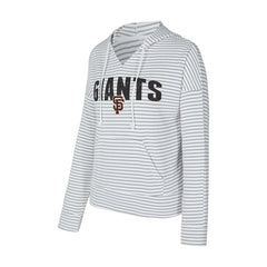 San Francisco Giants Concepts Sport Women's Liftoff Striped V-Neck Hoodie - White/Gray