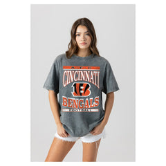 Cincinnati Bengals Gameday Couture Women's Oversized Classic Grind Washed T-Shirt - Gray on sale