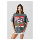 Kansas City Chiefs Gameday Couture Women's Oversized Classic Grind Washed T-Shirt - Gray outlet