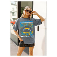 Los Angeles Chargers Gameday Couture Women's Oversized Classic Grind Washed T-Shirt - Gray online