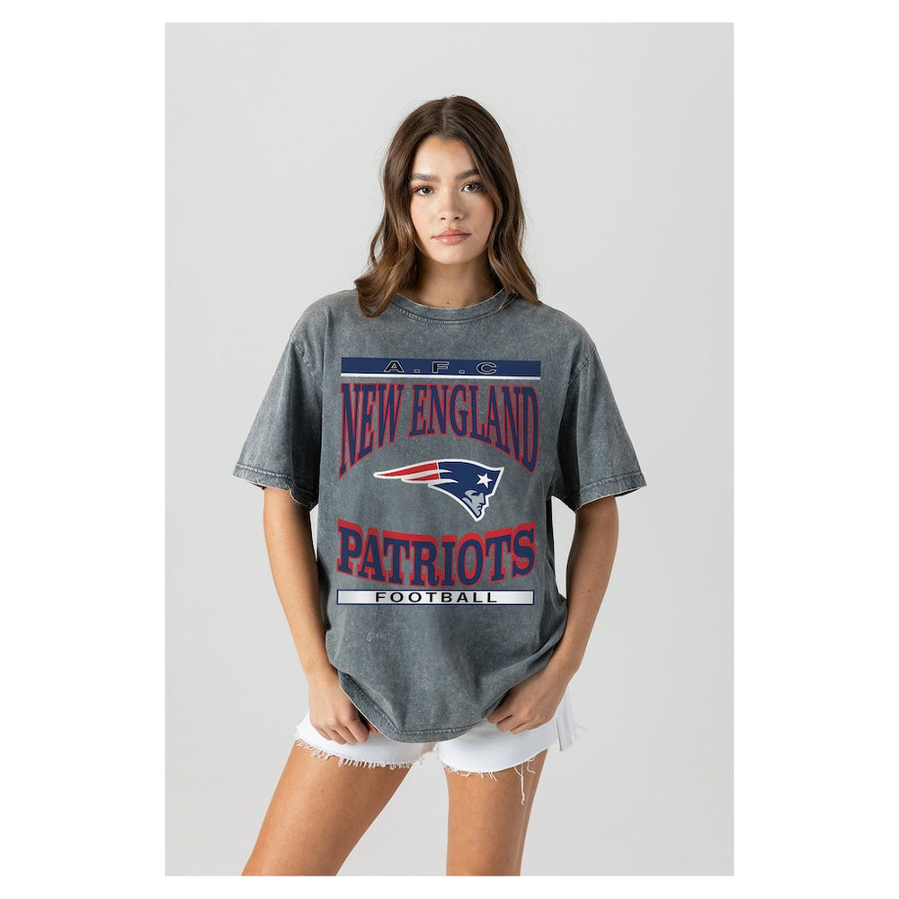 New England Patriots Gameday Couture Women's Oversized Classic Grind Washed T-Shirt - Gray on sale