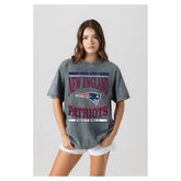 New England Patriots Gameday Couture Women's Oversized Classic Grind Washed T-Shirt - Gray on sale