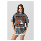 Cleveland Browns Gameday Couture Women's Oversized Classic Grind Washed T-Shirt - Gray discount