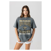 New Orleans Saints Gameday Couture Women's Oversized Classic Grind Washed T-Shirt - Gray online