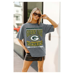 Green Bay Packers Gameday Couture Women's Oversized Classic Grind Washed T-Shirt - Gray for sale
