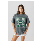 New York Jets Gameday Couture Women's Oversized Classic Grind Washed T-Shirt - Gray outlet