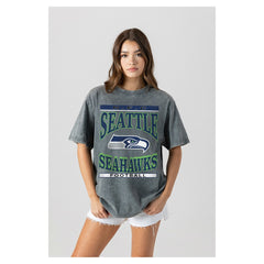 Seattle Seahawks Gameday Couture Women's Oversized Classic Grind Washed T-Shirt - Gray on sale
