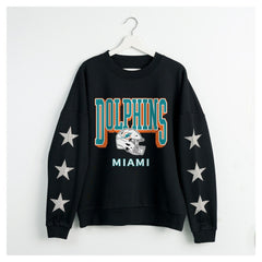 Miami Dolphins Gameday Couture Women's Pure Victory Rhinestud Star-Sleeve Pullover Sweatshirt - Black outlet