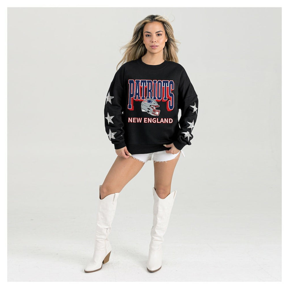 New England Patriots Gameday Couture Women's Pure Victory Rhinestud Star-Sleeve Pullover Sweatshirt - Black cheap