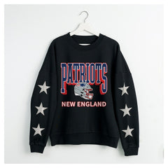 New England Patriots Gameday Couture Women's Pure Victory Rhinestud Star-Sleeve Pullover Sweatshirt - Black cheap