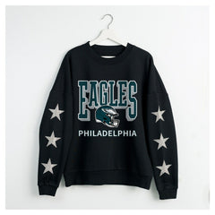 Philadelphia Eagles Gameday Couture Women's Pure Victory Rhinestud Star-Sleeve Pullover Sweatshirt - Black discount