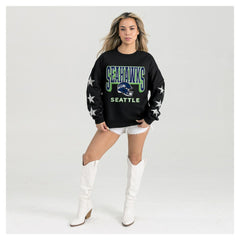 Seattle Seahawks Gameday Couture Women's Pure Victory Rhinestud Star-Sleeve Pullover Sweatshirt - Black online