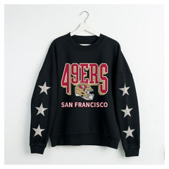 San Francisco 49ers Gameday Couture Women's Pure Victory Rhinestud Star-Sleeve Pullover Sweatshirt - Black on sale