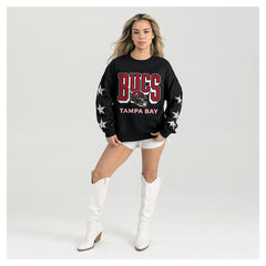 Tampa Bay Buccaneers Gameday Couture Women's Pure Victory Rhinestud Star-Sleeve Pullover Sweatshirt - Black outlet