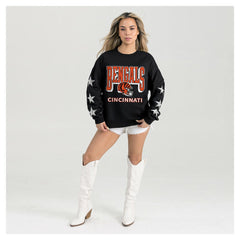 Cincinnati Bengals Gameday Couture Women's Pure Victory Rhinestud Star-Sleeve Pullover Sweatshirt - Black on sale