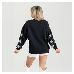 Detroit Lions Gameday Couture Women's Pure Victory Rhinestud Star-Sleeve Pullover Sweatshirt - Black cheap
