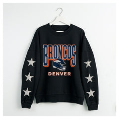 Denver Broncos Gameday Couture Women's Pure Victory Rhinestud Star-Sleeve Pullover Sweatshirt - Black on sale