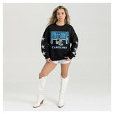 Carolina Panthers Gameday Couture Women's Pure Victory Rhinestud Star-Sleeve Pullover Sweatshirt - Black cheap