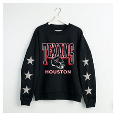 Houston Texans Gameday Couture Women's Pure Victory Rhinestud Star-Sleeve Pullover Sweatshirt - Black on sale