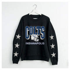 Indianapolis Colts Gameday Couture Women's Pure Victory Rhinestud Star-Sleeve Pullover Sweatshirt - Black outlet