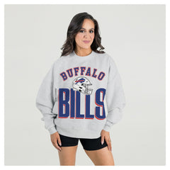 Buffalo Bills Gameday Couture Women's Fierce Focus Premium Oversized Fleece Pullover Sweatshirt - Ash discount