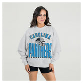 Carolina Panthers Gameday Couture Women's Fierce Focus Premium Oversized Fleece Pullover Sweatshirt - Ash outlet