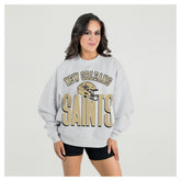 New Orleans Saints Gameday Couture Women's Fierce Focus Premium Oversized Fleece Pullover Sweatshirt - Ash outlet
