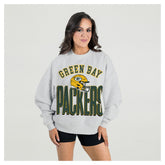 Green Bay Packers Gameday Couture Women's Fierce Focus Premium Oversized Fleece Pullover Sweatshirt - Ash outlet