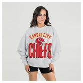 Kansas City Chiefs Gameday Couture Women's Fierce Focus Premium Oversized Fleece Pullover Sweatshirt - Ash online