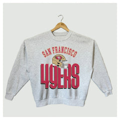 San Francisco 49ers Gameday Couture Women's Fierce Focus Premium Oversized Fleece Pullover Sweatshirt - Ash for sale