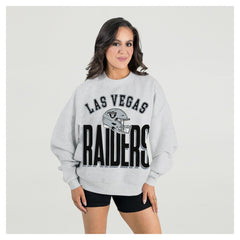 Las Vegas Raiders Gameday Couture Women's Fierce Focus Premium Oversized Fleece Pullover Sweatshirt - Ash on sale