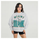 Miami Dolphins Gameday Couture Women's Fierce Focus Premium Oversized Fleece Pullover Sweatshirt - Ash cheap