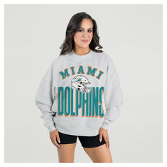 Miami Dolphins Gameday Couture Women's Fierce Focus Premium Oversized Fleece Pullover Sweatshirt - Ash cheap