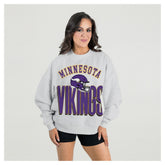 Minnesota Vikings Gameday Couture Women's Fierce Focus Premium Oversized Fleece Pullover Sweatshirt - Ash discount