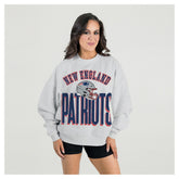 New England Patriots Gameday Couture Women's Fierce Focus Premium Oversized Fleece Pullover Sweatshirt - Ash cheap