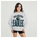 Philadelphia Eagles Gameday Couture Women's Fierce Focus Premium Oversized Fleece Pullover Sweatshirt - Ash discount