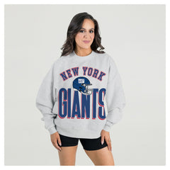 New York Giants Gameday Couture Women's Fierce Focus Premium Oversized Fleece Pullover Sweatshirt - Ash sale