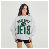 New York Jets Gameday Couture Women's Fierce Focus Premium Oversized Fleece Pullover Sweatshirt - Ash online