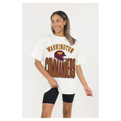 Washington Commanders Gameday Couture Women's Oversized Classic Fierce Focus T-Shirt - White outlet