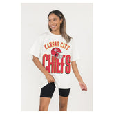 Kansas City Chiefs Gameday Couture Women's Oversized Classic Fierce Focus T-Shirt - White cheap