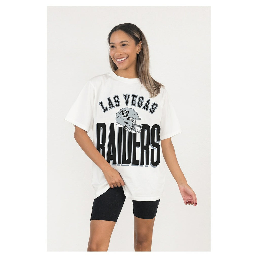 Las Vegas Raiders Gameday Couture Women's Oversized Classic Fierce Focus T-Shirt - White cheap
