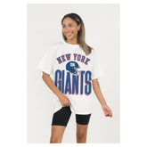 New York Giants Gameday Couture Women's Oversized Classic Fierce Focus T-Shirt - White on sale