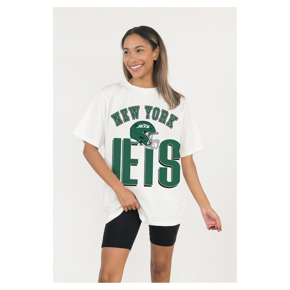 New York Jets Gameday Couture Women's Oversized Classic Fierce Focus T-Shirt - White outlet