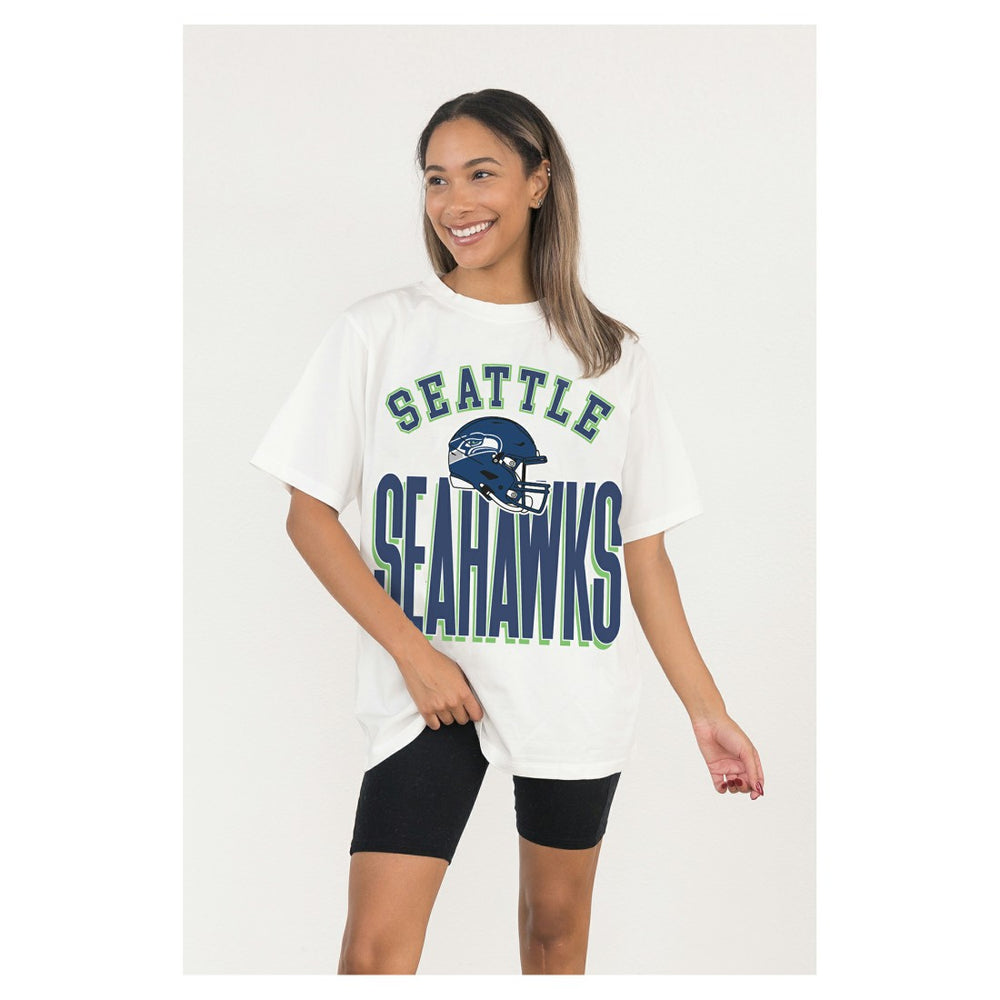 Seattle Seahawks Gameday Couture Women's Oversized Classic Fierce Focus T-Shirt - White sale