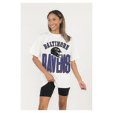 Baltimore Ravens Gameday Couture Women's Oversized Classic Fierce Focus T-Shirt - White cheap