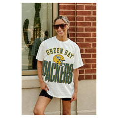 Green Bay Packers Gameday Couture Women's Oversized Classic Fierce Focus T-Shirt - White cheap