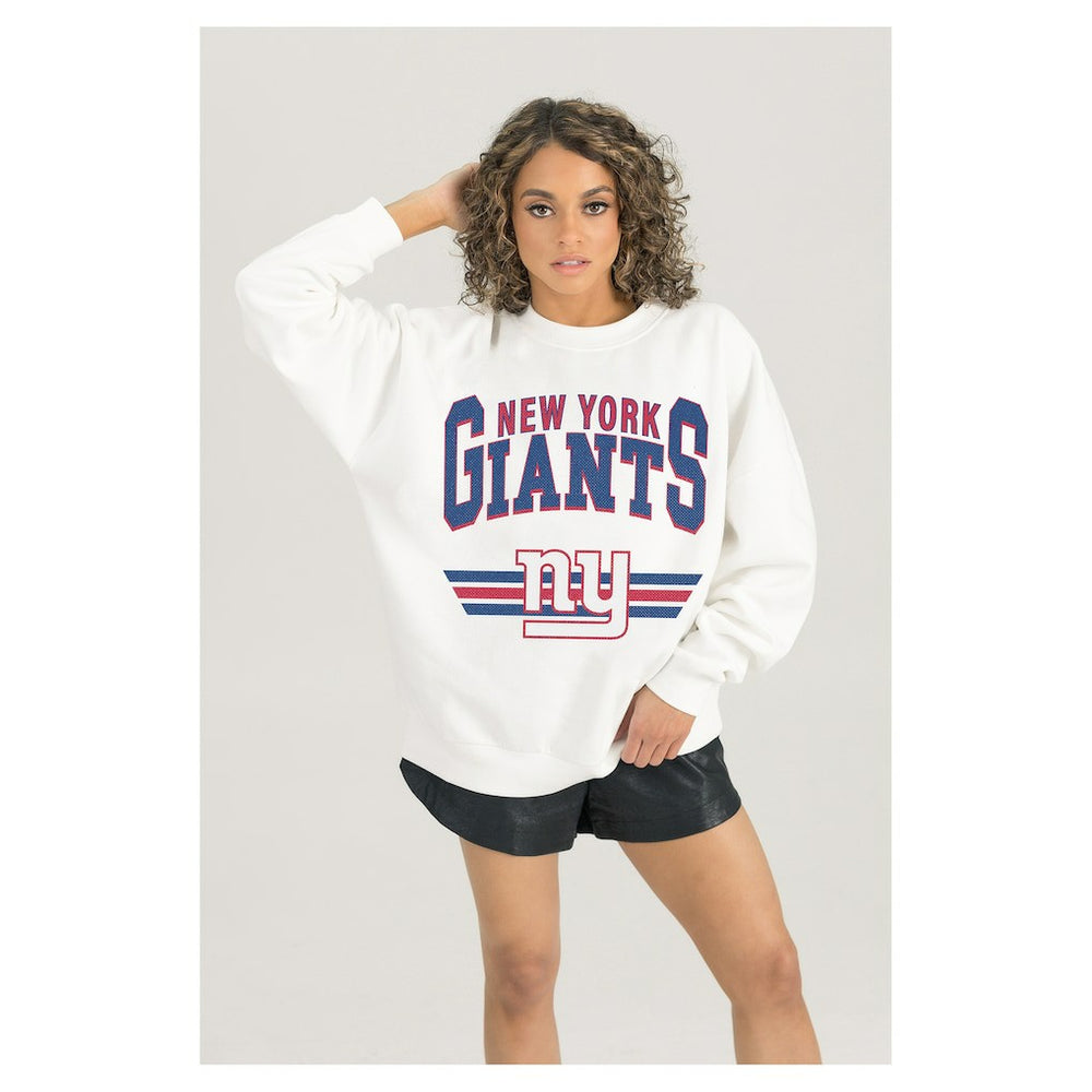 New York Giants Gameday Couture Women's Swift Strike Premium Oversized Fleece Pullover Sweatshirt - White on sale