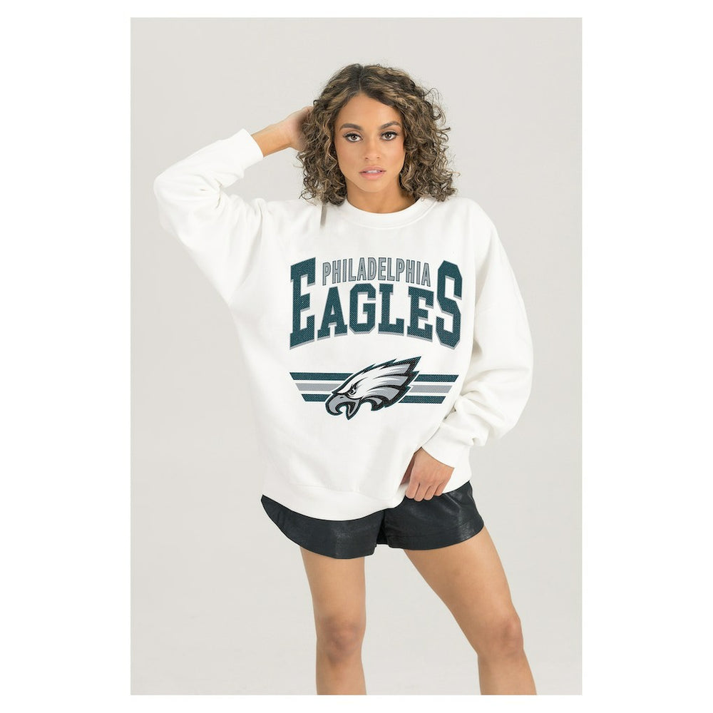 Philadelphia Eagles Gameday Couture Women's Swift Strike Premium Oversized Fleece Pullover Sweatshirt - White sale