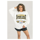 Pittsburgh Steelers Gameday Couture Women's Swift Strike Premium Oversized Fleece Pullover Sweatshirt - White discount