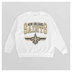 New Orleans Saints Gameday Couture Women's Swift Strike Premium Oversized Fleece Pullover Sweatshirt - White for sale
